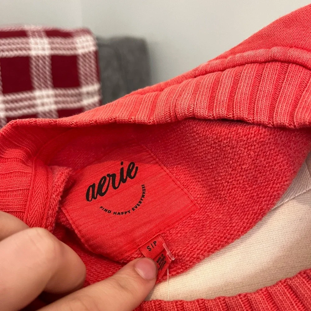 Aerie NWTS Coral Red Pink Oversized Mind In The‎ Mountains Loungewear Sweater - Picture 8 of 9